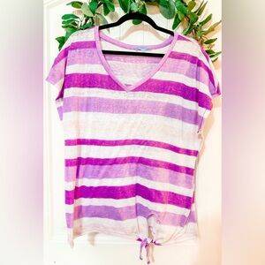 ▪️ 4/$25- Penmans Striped Vneck Tie‎ Waist Top